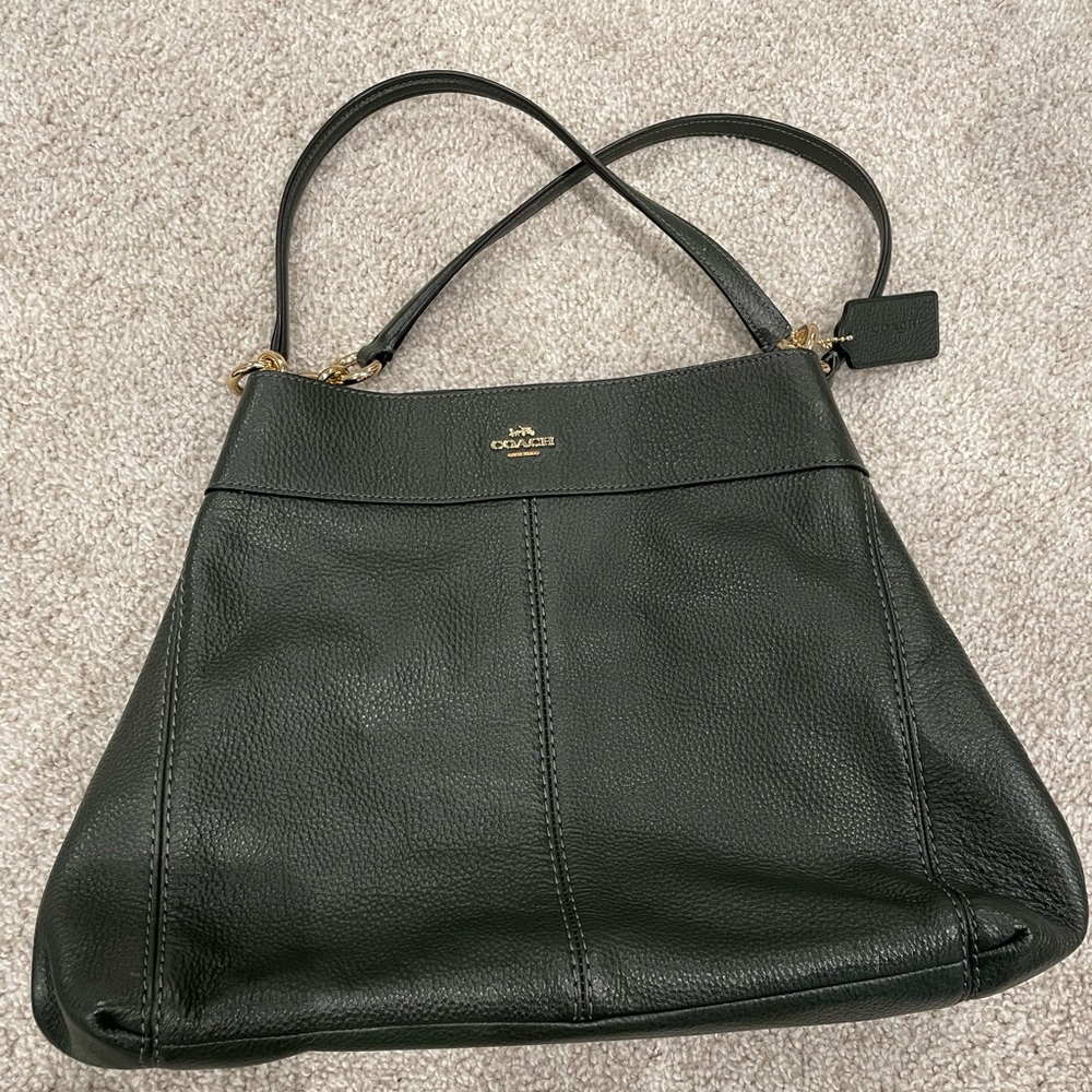 Dark Green Leather Coach Bag